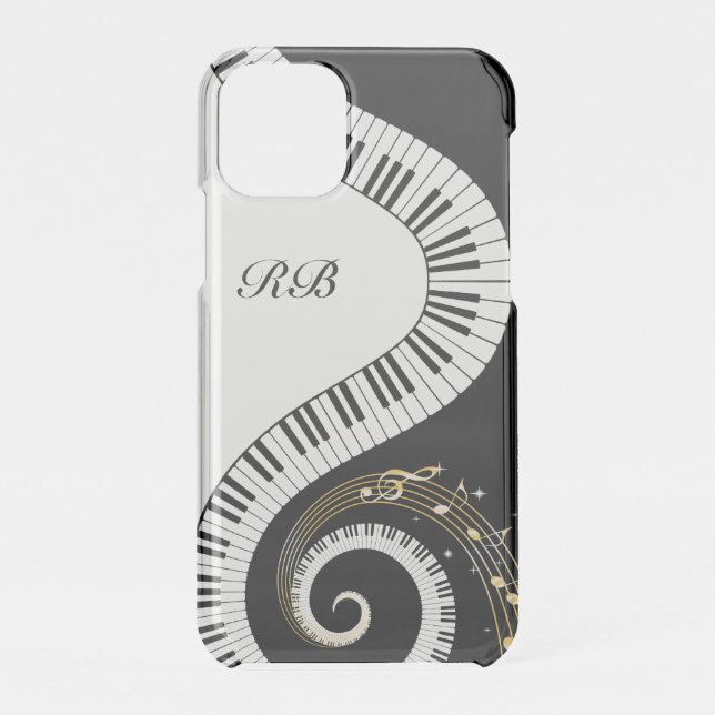 Monogram Piano Keys and Musical Notes Uncommon iPhone Case (Back)