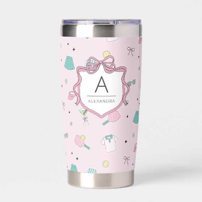 Monogram Pickleball Cup Gift for Her Insulated Tumbler (Front)