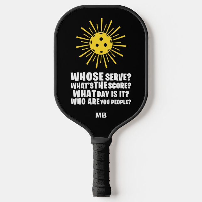 Monogram Pickleball Funny Typography Paddle (Front)