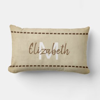 Monogram Pillow Rustic Chic Style Sepia Brown by annpowellart at Zazzle