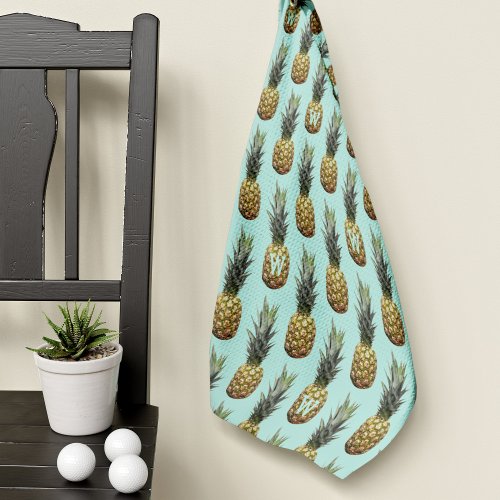 Monogram Pineapple Fruit Pattern Golf Towel