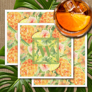 Monogram Pineapples Flowers Greenery Napkins