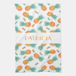 Monogram Pineapples Fruit Pattern Kitchen Towel
