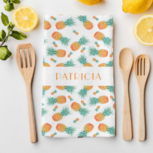 Monogram Pineapples Fruit Pattern Kitchen Towel