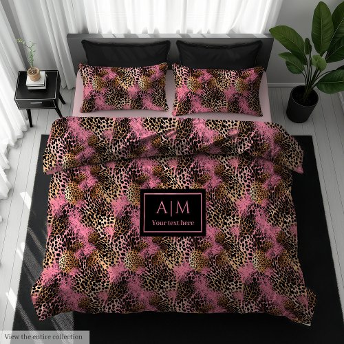 Monogram pink and black leopard skin duvet gift