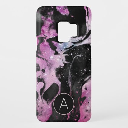 Monogram Pink and Black Marble Swirl Galaxy Case-Mate Samsung Galaxy S9 Case