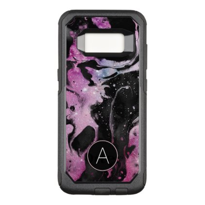 Monogram Pink and Black Marble Swirl Galaxy OtterBox Commuter Samsung Galaxy S8 Case