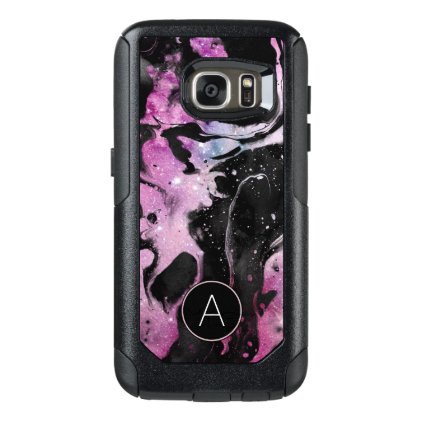 Monogram Pink and Black Marble Swirl Galaxy OtterBox Samsung Galaxy S7 Case