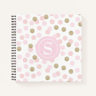 Monogram Pink and Faux Gold Glitter Pattern Notebook
