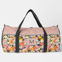 Monogram Pink and Gray Floral Initial Large