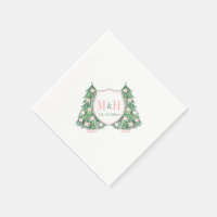 Monogram Pink And Green Christmas Wedding Shower