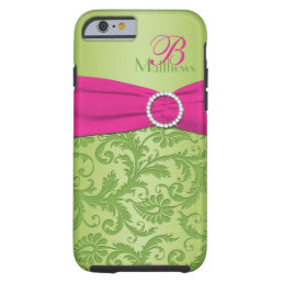 Monogram Pink and Green Damask iPhone 6 case Vibe