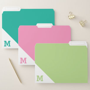 Monogram Pink and Green File Folder