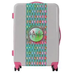 Monogram Pink and Green Harlequin Luggage