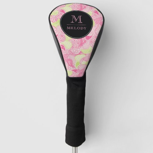 Monogram Pink and Green Paisley Golf Head Cover