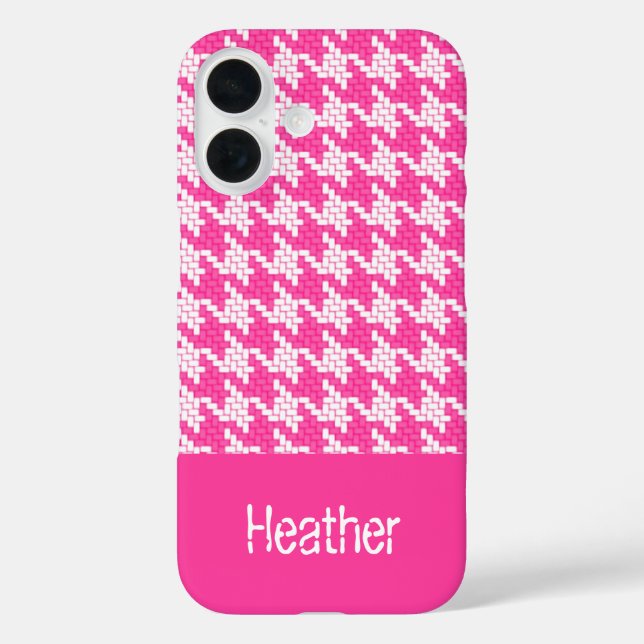 Monogram pink and white houndstooth pattern  Case-Mate iPhone case (Back)