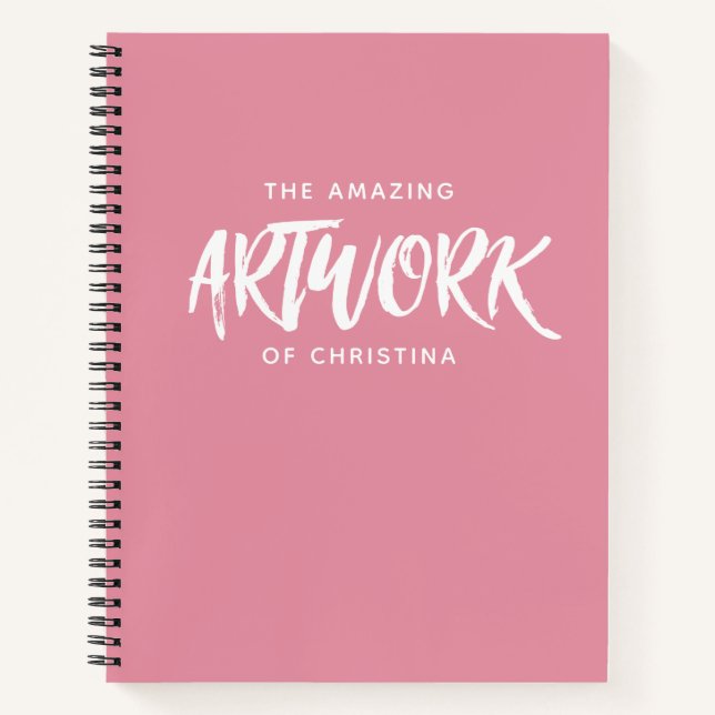 Monogram Pink Artist Sketchbook Your Name Notebook (Front)