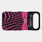 Monogram Pink, Black Glitter Zebra iPhone 4/4S Case-Mate iPhone Case (Back (Horizontal))