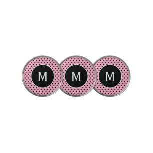Monogram Pink & Black Golf Ball Markers