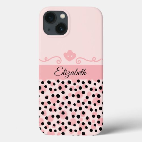 Monogram Pink Black Leopard Cheetah Print Trendy iPhone 13 Case