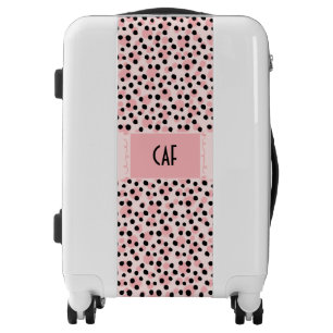 Monogram Pink Black Leopard Cheetah Print Trendy Luggage