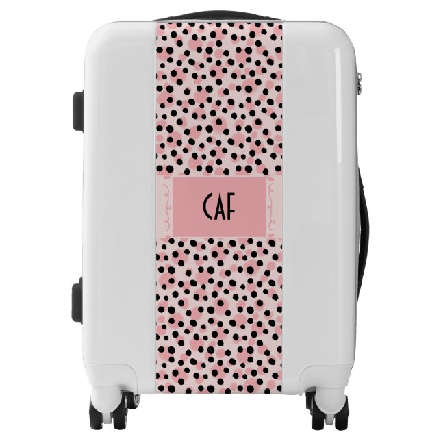 Monogram Pink Black Leopard Cheetah Print Trendy  Luggage (Front)