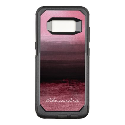 Monogram Pink &amp; Black Ombre Foil Brush Strokes OtterBox Commuter Samsung Galaxy S8 Case