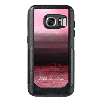 Monogram Pink &amp; Black Ombre Foil Brush Strokes OtterBox Samsung Galaxy S7 Case