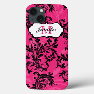 Monogram Pink Black Scrolls Swirls iPad 2/3/4 Case