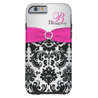 Monogram Pink, Black, Silver Damask iPhone 6 case