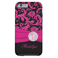 Monogram Pink Black Silver Damask iPhone 6 case