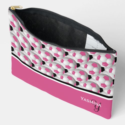 Monogram Pink Black Soccer Ball Pattern Accessory Pouch