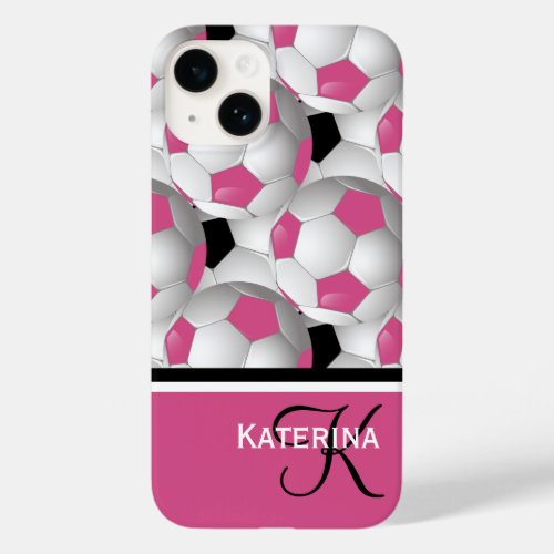 Monogram Pink Black Soccer Ball Pattern Case_Mate iPhone 14 Case