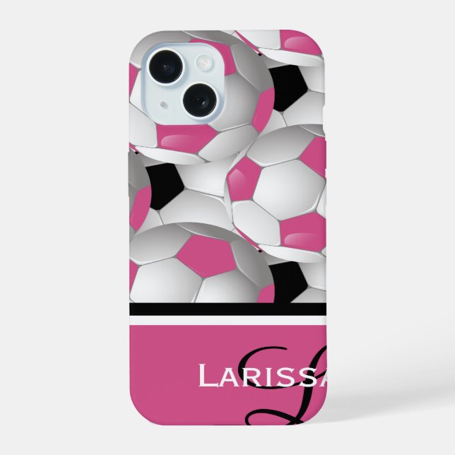 Monogram Pink Black Soccer Ball Pattern Iphone Case (Back)