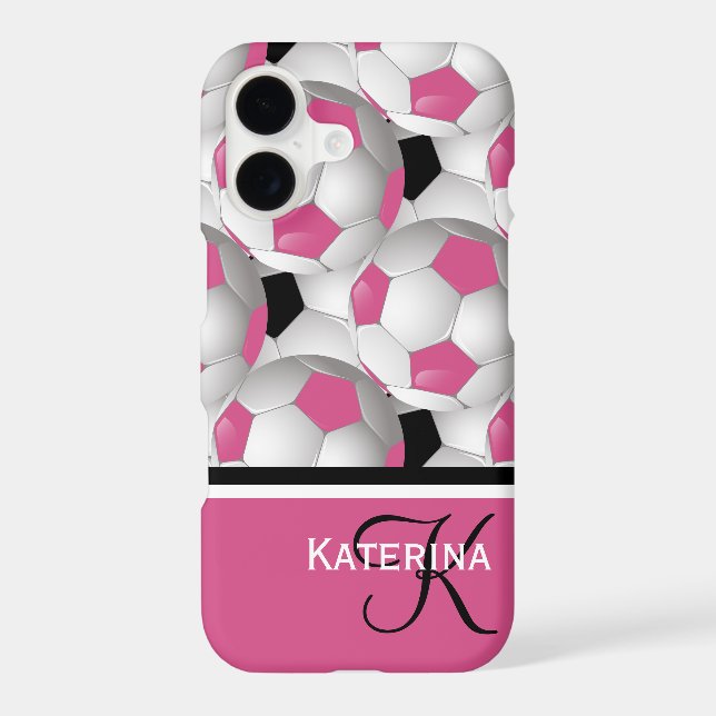 Monogram Pink Black Soccer Ball Pattern Iphone Case (Back)