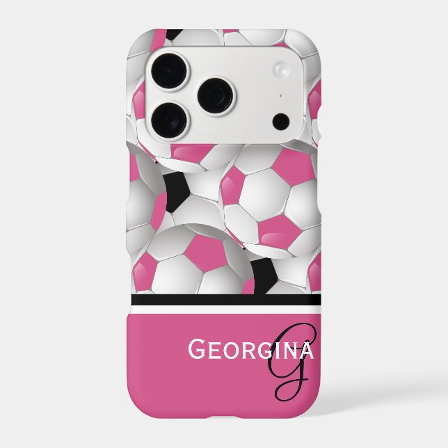 Monogram Pink Black Soccer Ball Pattern Iphone Case (Back)