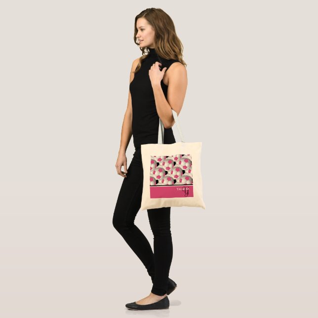 Monogram Pink Black Soccer Ball Pattern Tote Bag (Front (Model))