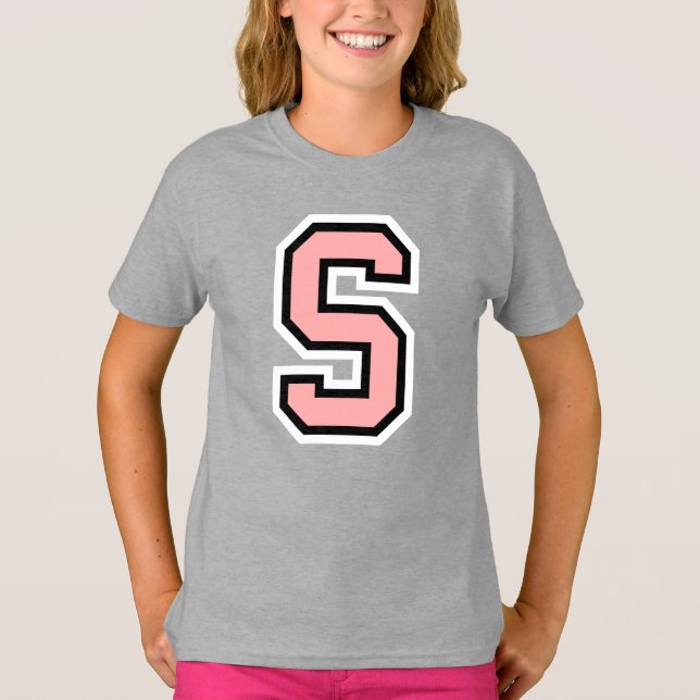Monogram Pink Black White College Capital S T-Shir T-Shirt (Front)