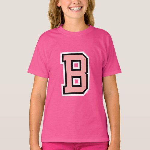 Monogram Pink Black White College Initial B T_Shirt