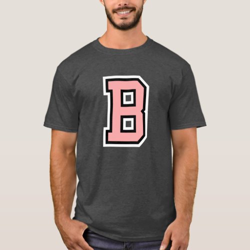 Monogram Pink Black White College Initial B T_Shirt