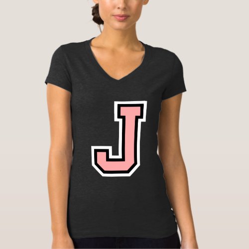 Monogram Pink Black White College Initial J T_Shirt