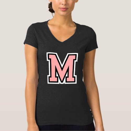 Monogram Pink Black White College Initial M T_Shirt