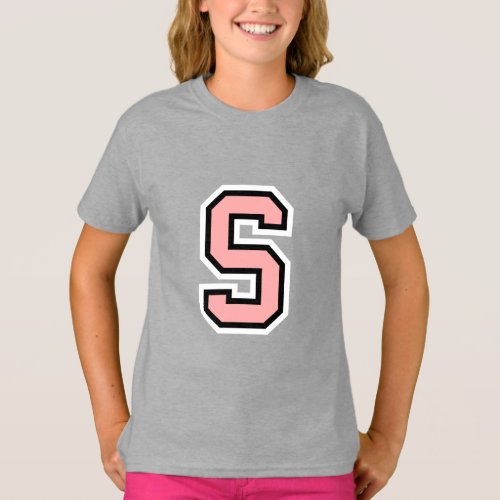 Monogram Pink Black White College Initial S T_Shir T_Shirt