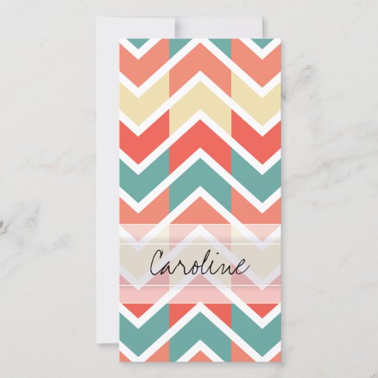 Monogram Pink Blue Geo Abstract Chevron Pattern (Front)
