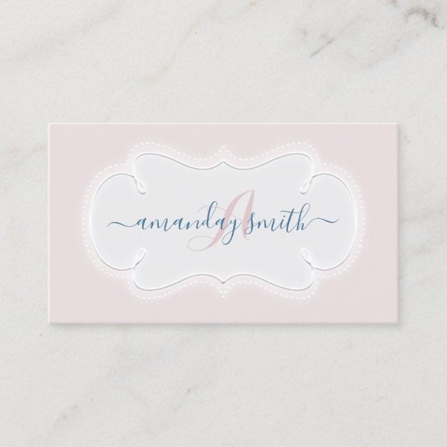 Monogram Pink Blush Blogger Influencer Baby Business Card (Front)