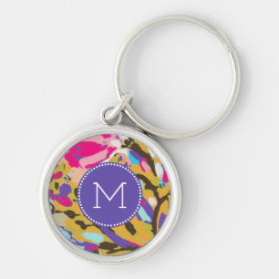 Monogram Pink Boho Floral I Keychain