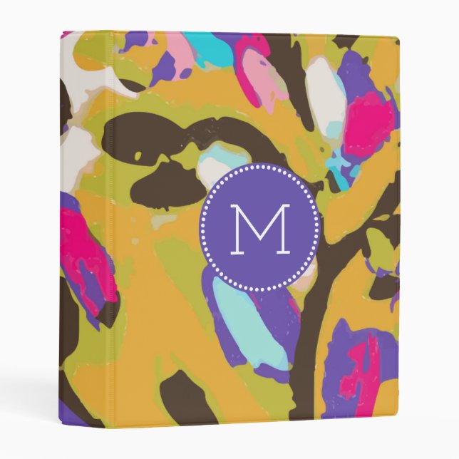 Monogram | Pink Boho Floral I Mini Binder (Front/Spine)
