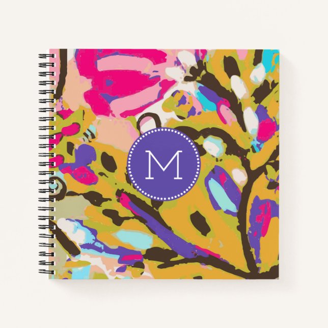 Monogram | Pink Boho Floral I Notebook (Front)