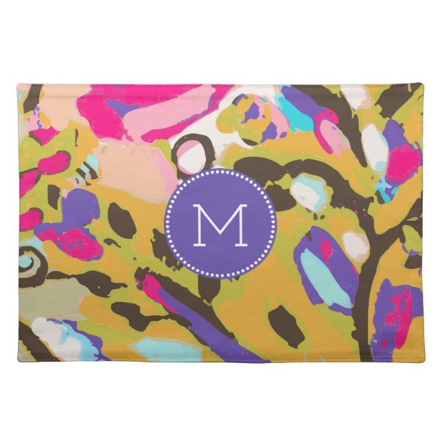 Monogram | Pink Boho Floral I Placemat (Front)