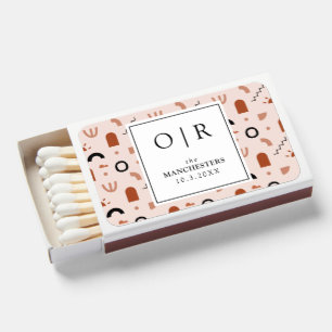 Monogram Pink Boho Wedding Favors Matchboxes